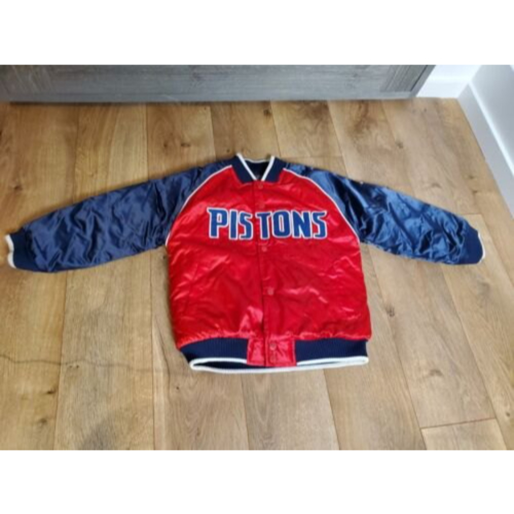 🔥Vintage Nike Team NBA Jacket Detroit Pistons Red Kids 5 Throwback 🔥